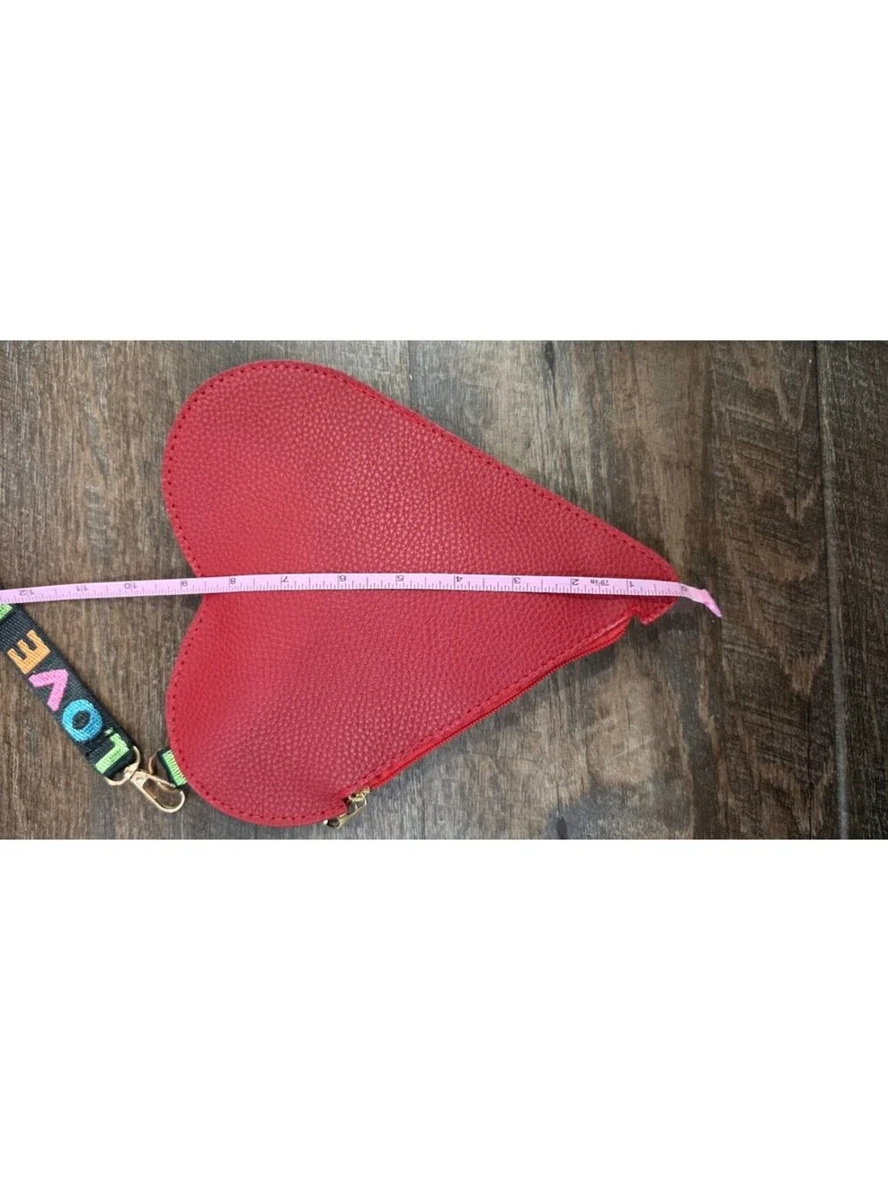 Red Heart Shaped Wristlet Bag with LOVE Strap